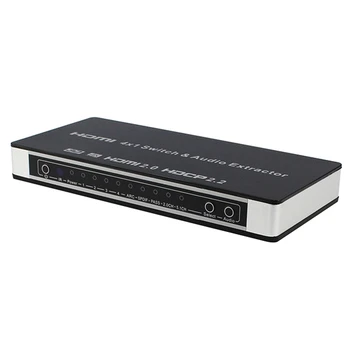 

HDMI 2.0 Switch 4X1 HDMI Switcher Converter 4 in 1 Out Audio Extractor Toslink/SPDIF RCA 4Kx2K@60Hz HDCP2.2 7.1CH EU Plug
