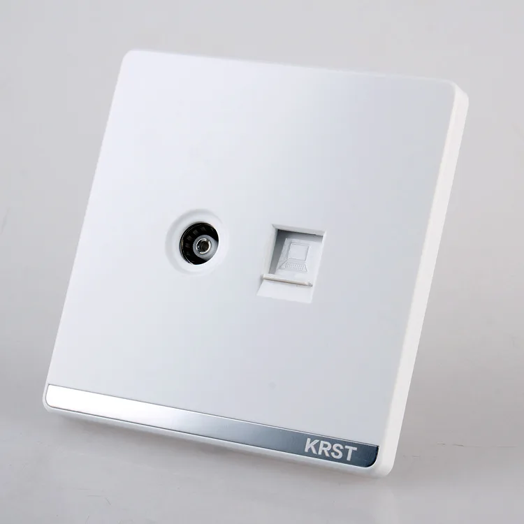 

Krst 86 Type Concealed Switch Big Board yu zhi White Wall Switch Socket Computer + TV Socket
