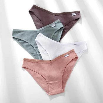 

Women's Underpants Soft Cotton Panties Girls Solid Color Briefs Striped Panty Sexy Lingerie Female Underwear M-XL Panty