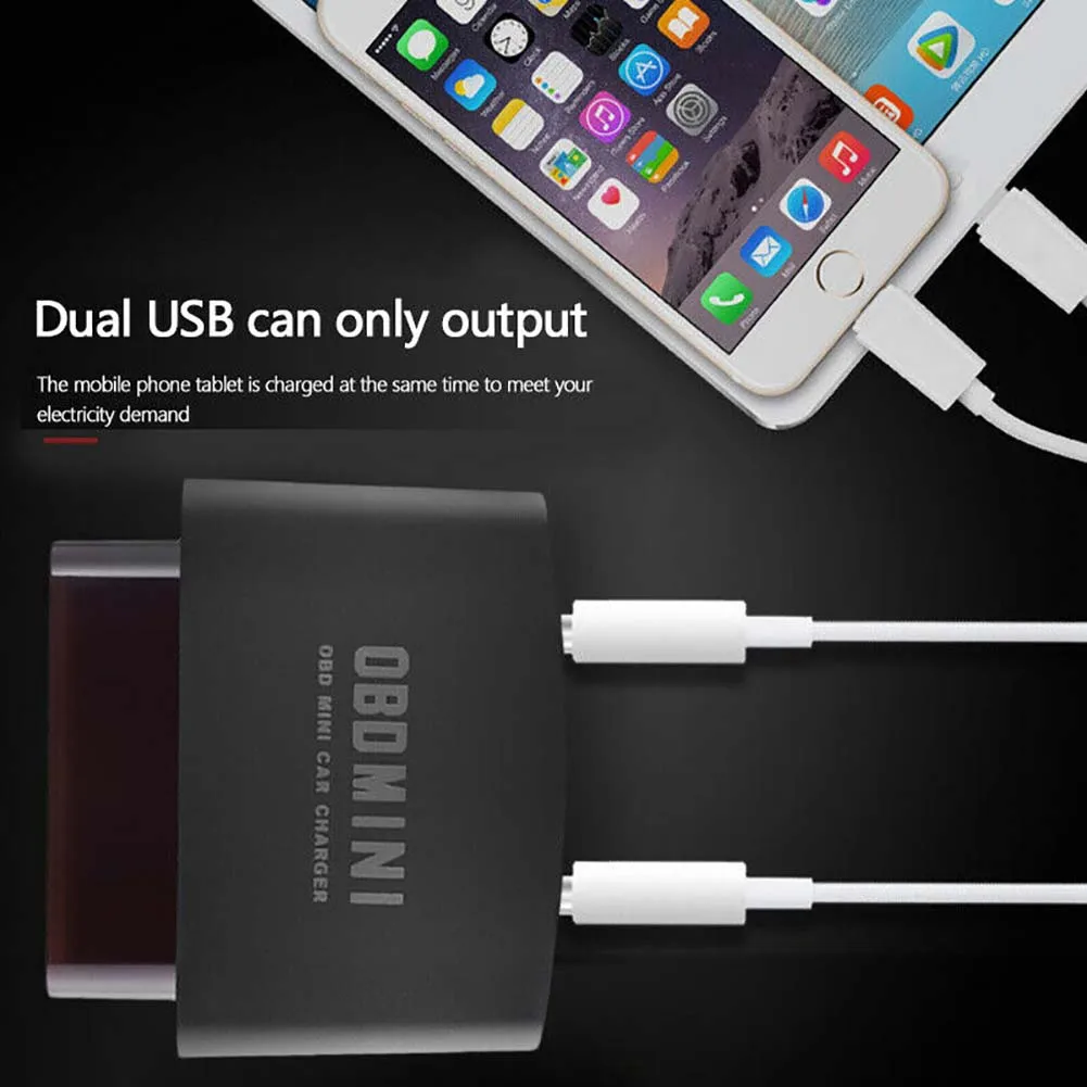 Автомобильное зарядное устройство OBD с 2 USB портами и светодиодным дисплеем 12/24