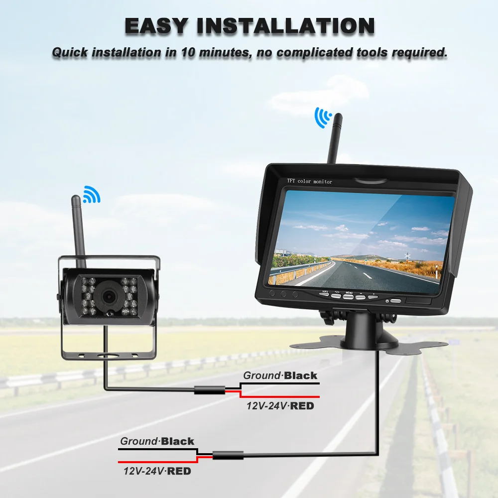 High Definition Wireless Truck DVR Car Monitor 7 CMOS IR Night Vision Reverse Backup Recorder Wifi Camera Parking System