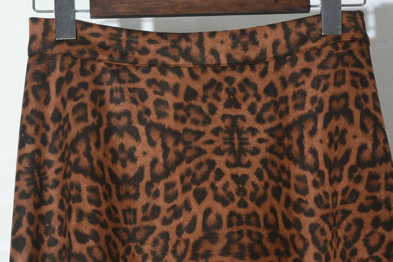 Leopord/юбка с узором женская, новинка года, стильная Осенняя юбка средней длины с высокой талией, замшевая юбка А-силуэта, длинные юбки 8831