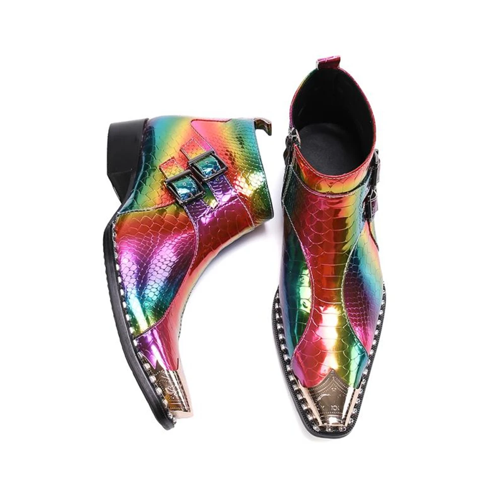Plus Size 46 Chelsea Boots Men Patent Genuine Leather Business Pointed Toe Ankle British Style Short Boots Wedding Casual