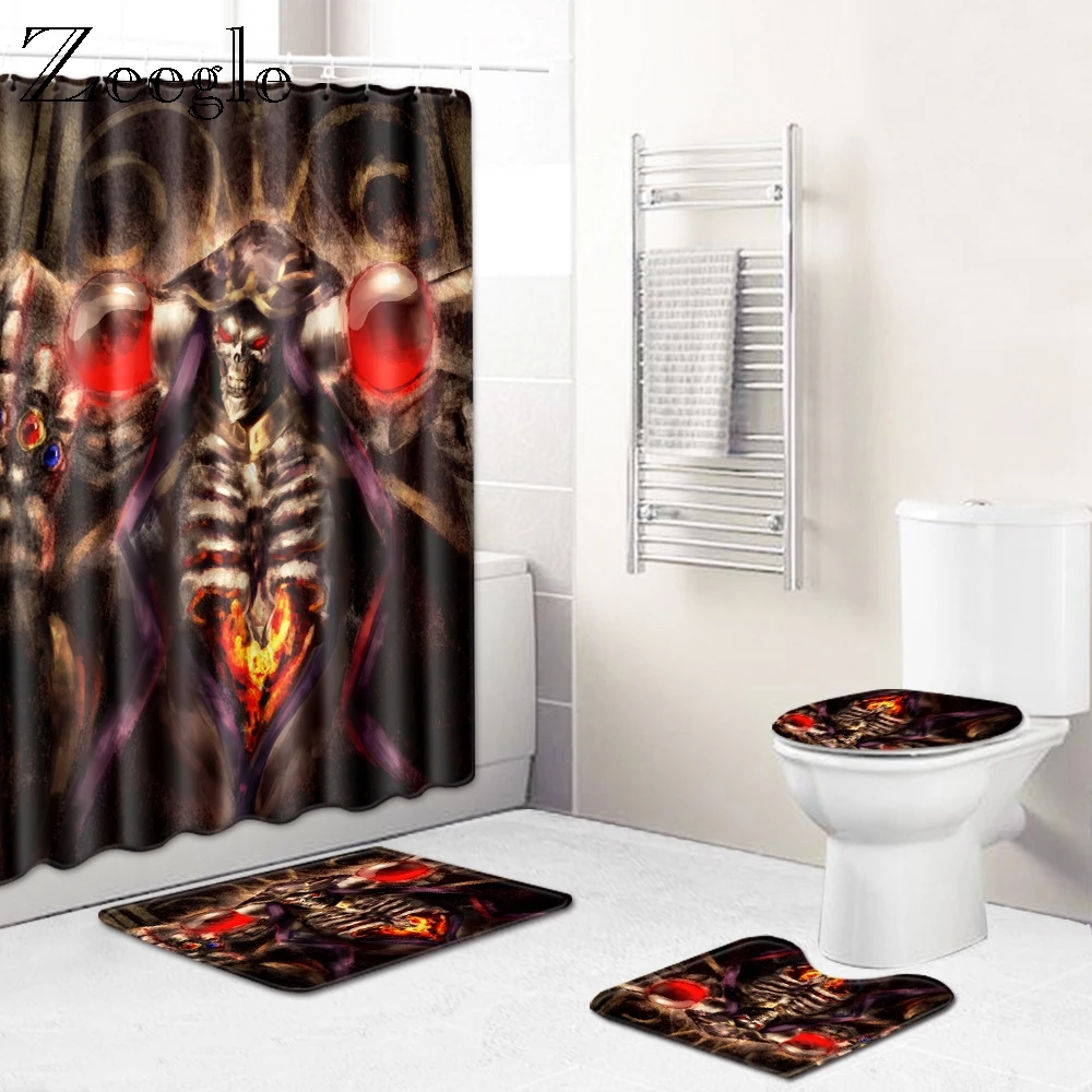 Zeegle 4pcs Bathroom Mat Set Toilet Cover Seat Mat Flannel Soft Toilet Pedestal Rug Anti Slip Bathroom Doormat Shower Mat Set