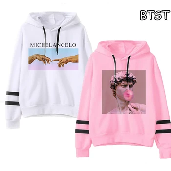 

Harajuku Hoodies David Michelangelo Statue Print Sweatshirt Winter Coat Women Kpop Women Clothes Pullovers Gothic Pink Hoodie