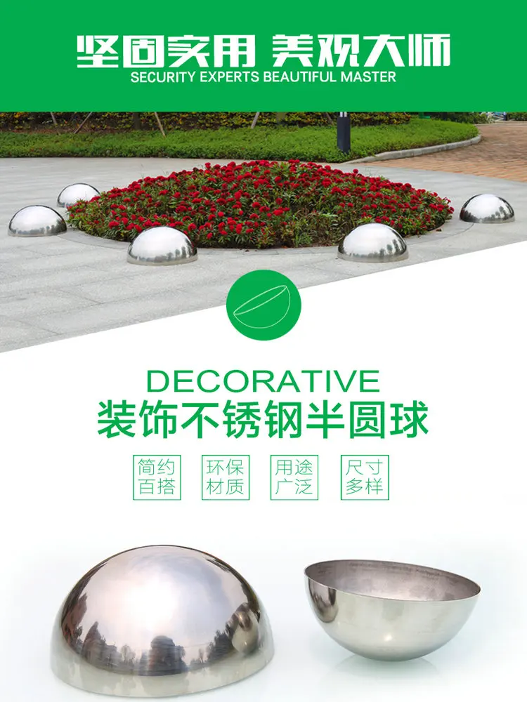 Big Size 500-1200MM Polished Stainless Steel AISI304 Hollow Half Ball Hemisphere for Outdoor Garden Decoration Stair Guardrail