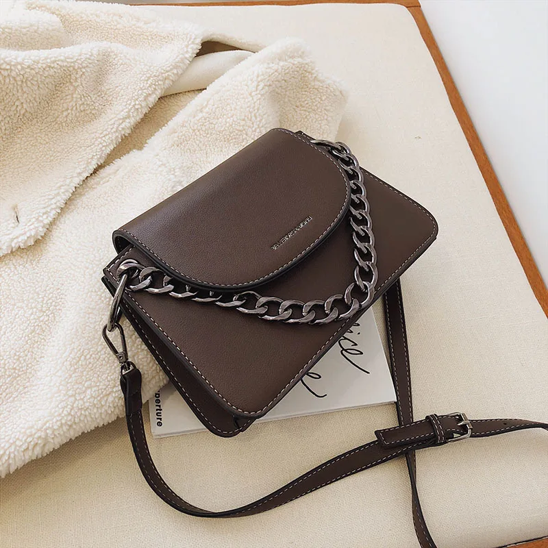 

Women's Western Textured Fashion Chain Handbag Vintage All Match Shoulder Crossbody Bag Luxury OL Trend Ladies Small Square Bag