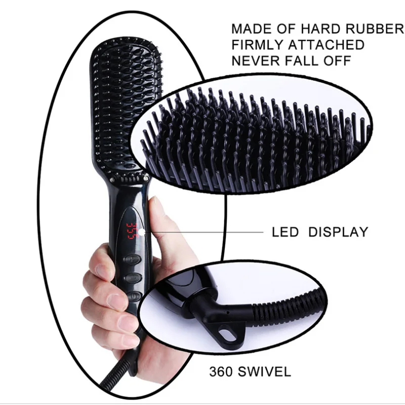 Billig Neue Berufs Einen Schritt Haar Trockner pinsel 2 in 1 haarglätter und curler Heißer kamm Curling eisen bart haarglätter
