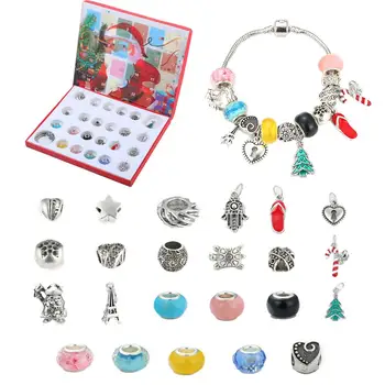 

Christmas Diy Beaded Bracelet Calendar Gift Box Set Christmas Cane Epoxy Crystal Christmas Ladies Bracelet