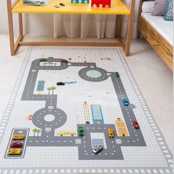 

130*80cm Children's Road Game Carpet Non-Slip Floor Mat for the Nursery Crawling Pad Boys Bedroom Rugs Kids Room Decoration