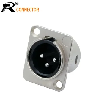 

High Quality XLR connector Pearl Silver Plated 3pin XLR male jack panel mount conector audio jack speaker plug with PUSH lock
