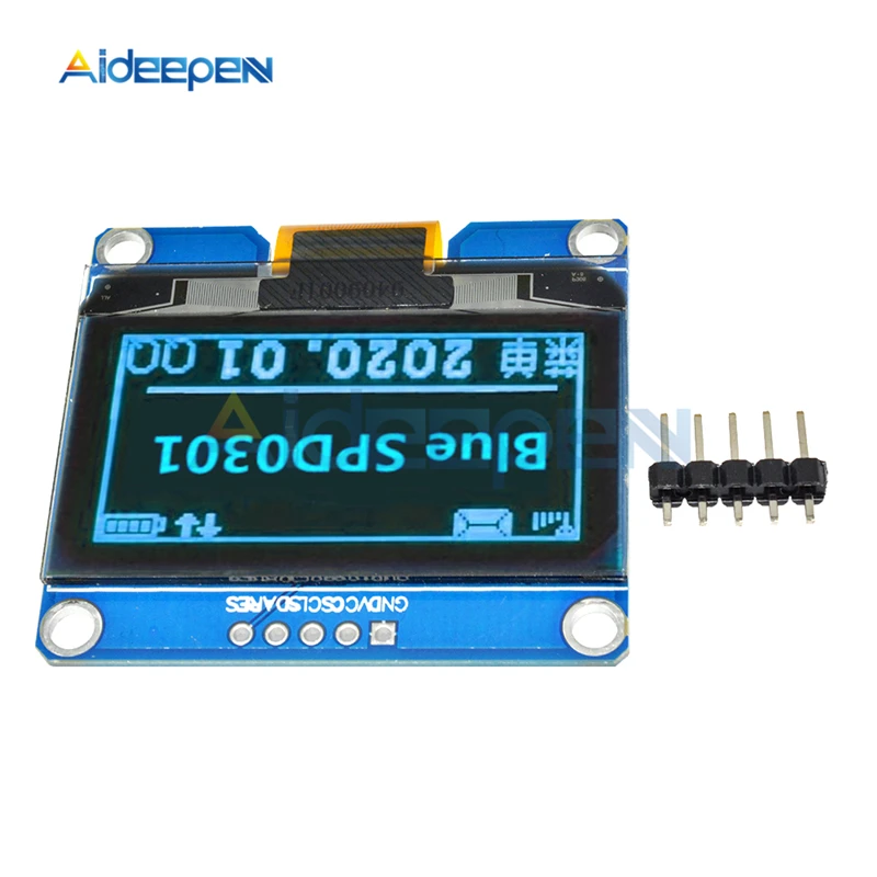 Модуль OLED дисплея 1 54 дюйма 5pin 128x64 IIC I2C IPS интерфейс SPD0301 Привод IC постоянный ток 3 В