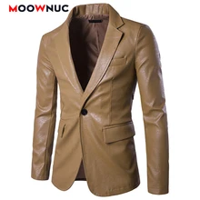 Мужские кожаные куртки, кожаные пальто, толстые осенние мужские Кожаные Байкерские Куртки из искусственной кожи, уличная одежда, одноцветные мотоциклетные куртки MOOWNUC