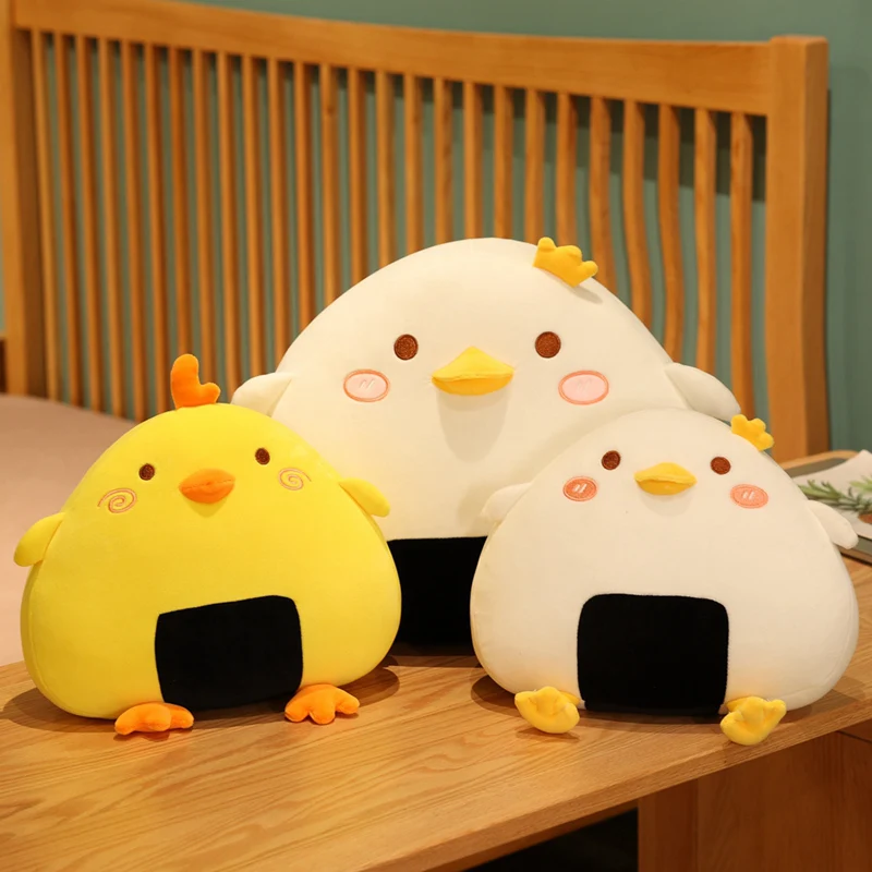 Kawaii Rice Ball Plush Toy Soft Japanese Sushi Fluffy Stuffed Duck Chick shaped Rice Ball Plush Toy Pillow Cushion Kids Toys calligraphy rice paper blank pastel painting fan surface half ripe xuan paper fan shaped painting calligraphy rice papers