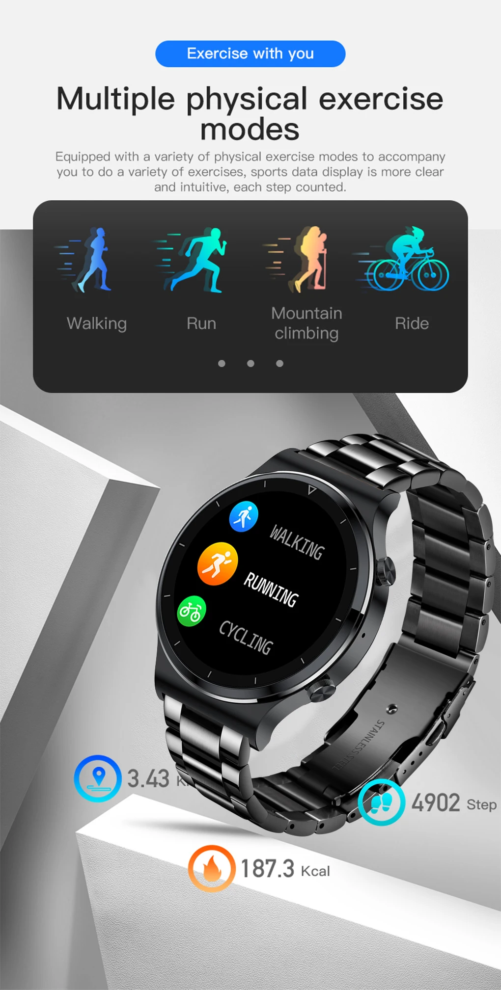 2021 New Smart watch Men's IP68 waterproof watch Multiple sports mode Heart rate Weather forecast Bluetooth call Men smart watch