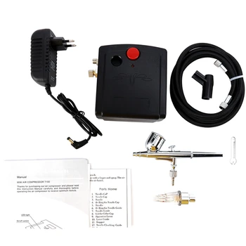 

Mini Airbrush Air Brush Tool With Compressor For Cake Decoration Nails Art Modeller Tat Too Face Paint Spray Tool Us Plug