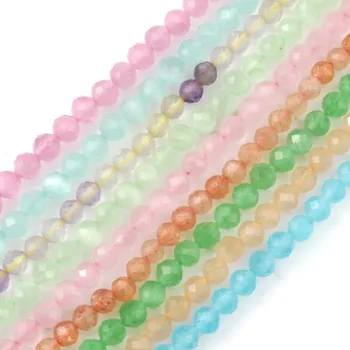 

Wholesale 3mm Faceted Cat Eye Sunstone DIY Beads Round Loose Natural Stone Beads For Jewelry Making Bracelets Necklace 15 inch
