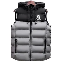 Осень и зима стиль мужской смешанные цвета полосатый жилет с капюшоном теплый открытый жилет wishebay