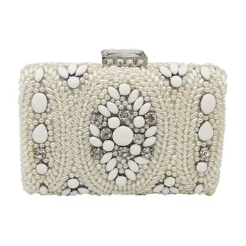 

THINKTHENDO Vintage Beaded Clutch Women Evening Bags Bridal Purses Handbag Wedding Party Chain Shoulder Bag 2020 Bags Designer
