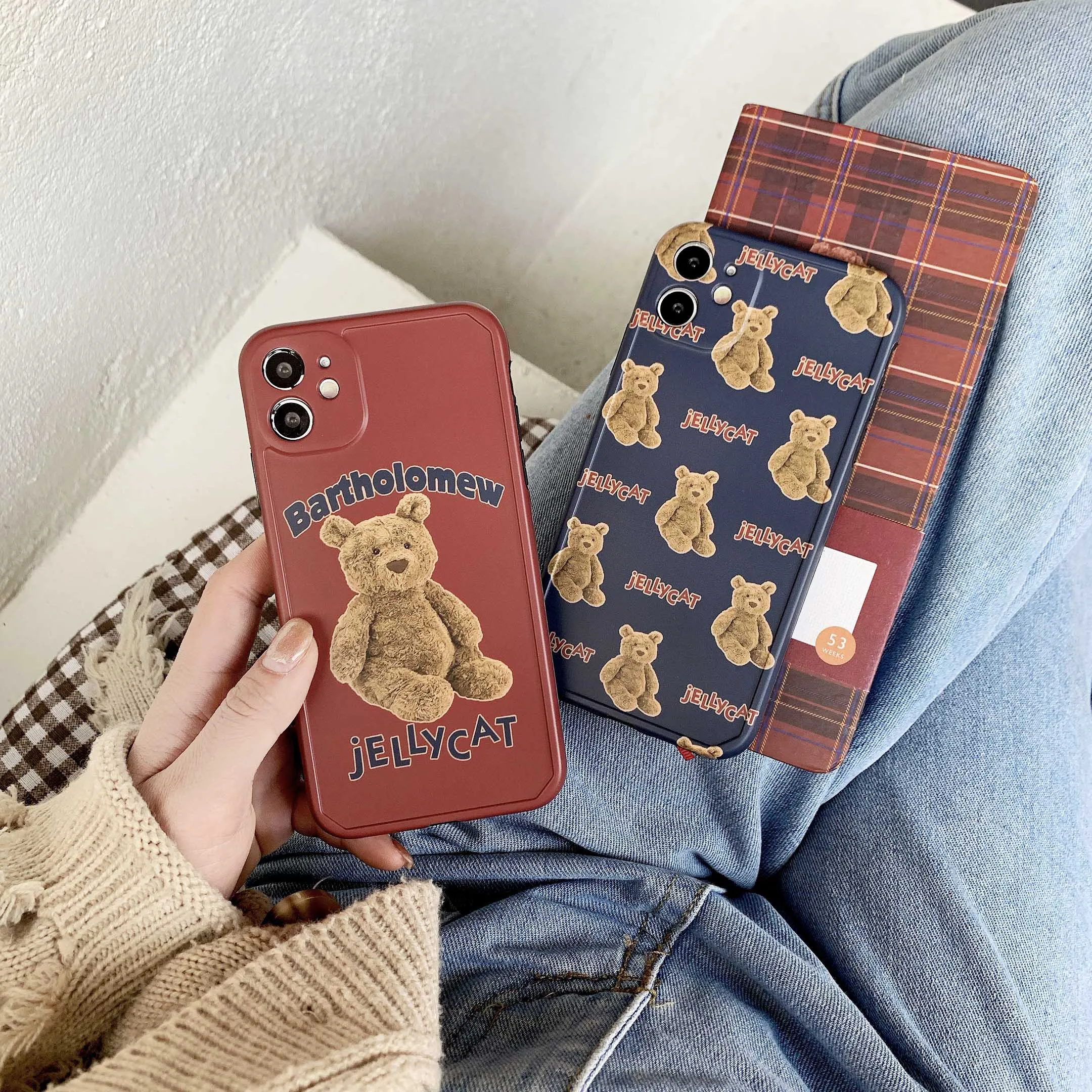 Fashion trend Bears Phone case for iphone 12 11 Pro Max soft IMD Case cute cartoon 7 8 plus XR X XS MAX Cover fundas | Мобильные