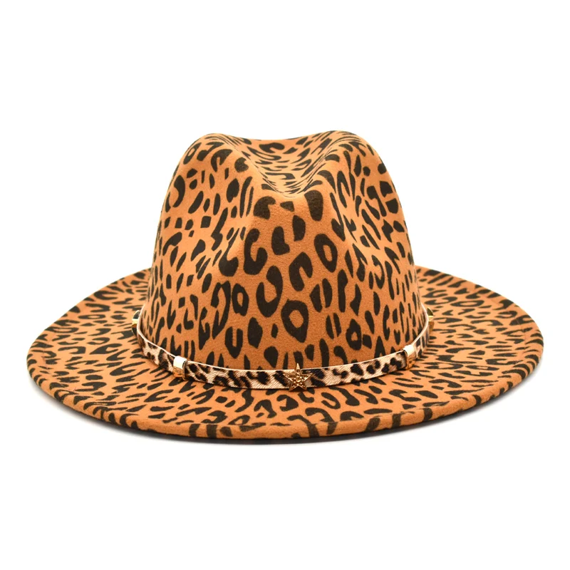 FUODRAO New Leopard Print Fedoras Hat 