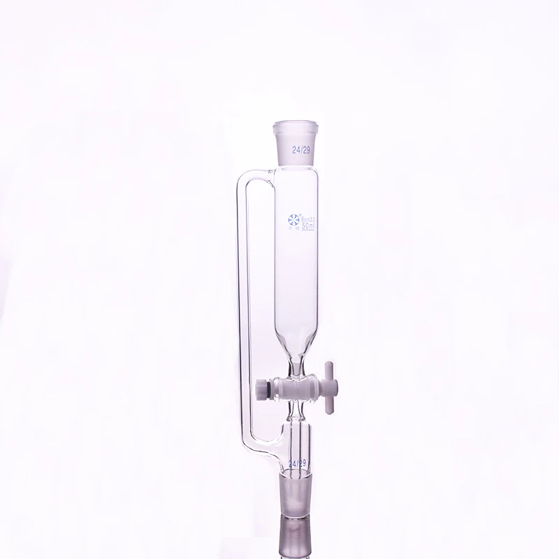 Separatory funnel constant pressure cylindrical shape,standard ground mouth.Capacity 50ml,Joint