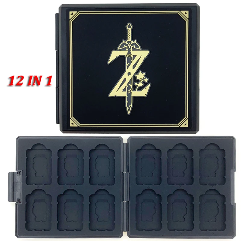 10 in 1 For Nintend Switch Game Card Case Pattern Hard Protective Cover Storage Box for Nintendo Switch Lite N3DS Accessories - Цвет: 12in1 Black Z