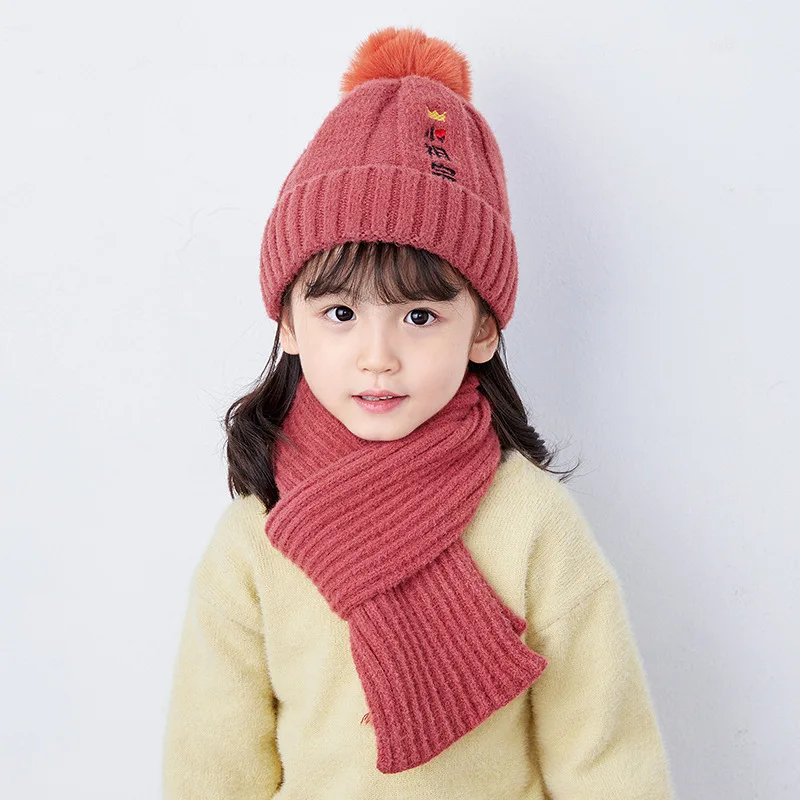 Doitbest/от 2 до 6 лет; Детские шапочки; комплекты из 2 предметов с китайским персонажем Феи; зимняя шапка для мальчиков и девочек; комплект с шарфом - Цвет: Красный