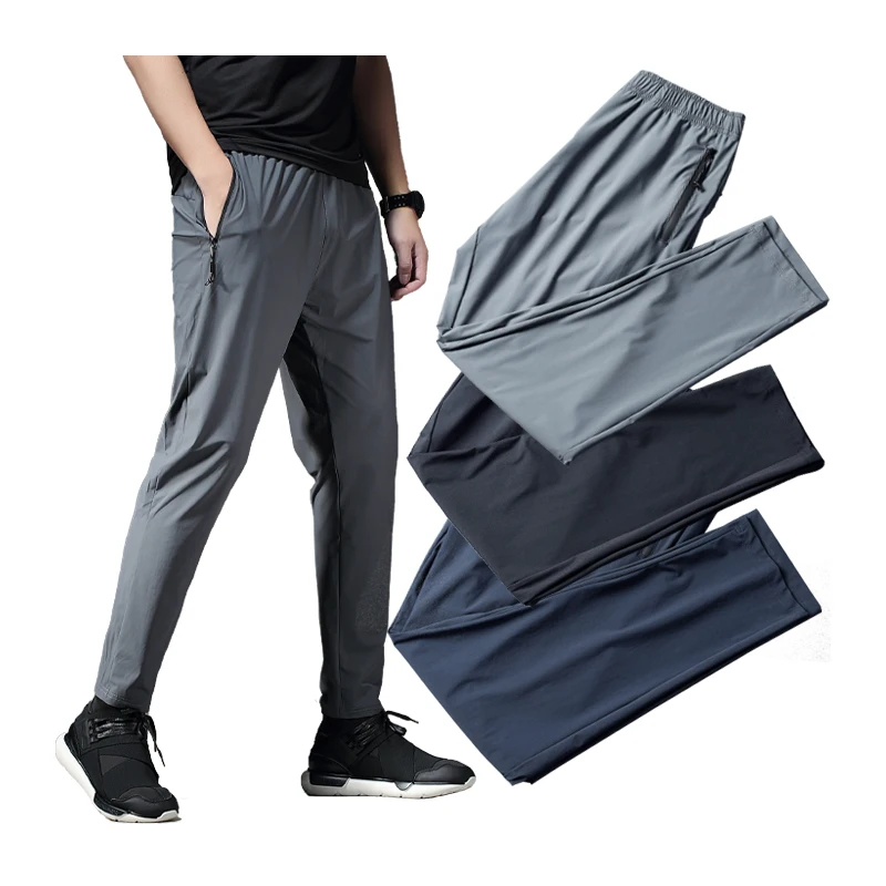 Running Pants Men Sport Jogging Fitness Yoga Training Basketball Football Long Leggings ice Silk High Elastic Quick Drying Pants