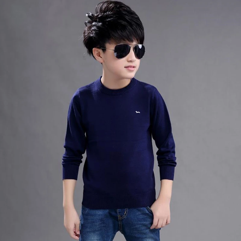 Nuevos niños primavera otoño Casual suéter de punto cuello Harmont bordado 100% de algodón de manga larga sudaderas Blaine