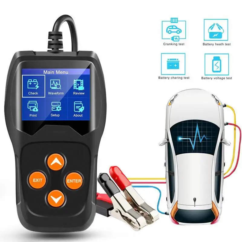 

12V Battery Tester for Auto Car/Motorcycle Digital Battery Analyzer Battery Scanner Multi Languages Vehicle Battery Diagnostic