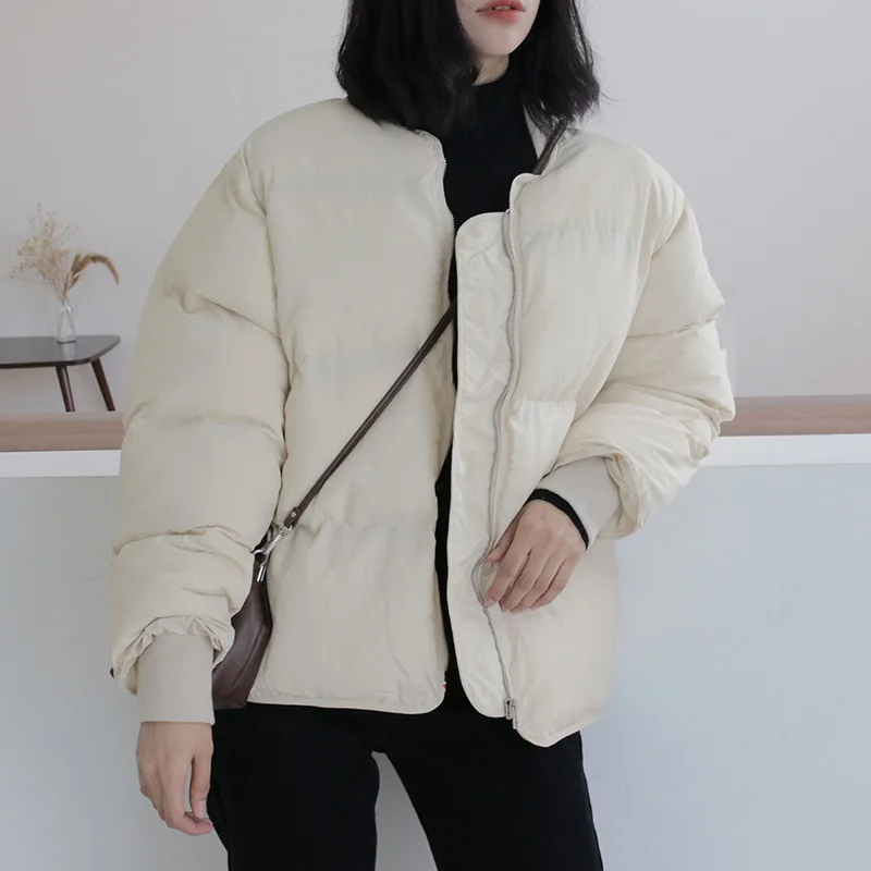 

2019 South Korea Autumn And Winter New Style Cotton-padded Clothes Solid Color Short Bread Cotton Coat Dongdaemun INS-Style Simp
