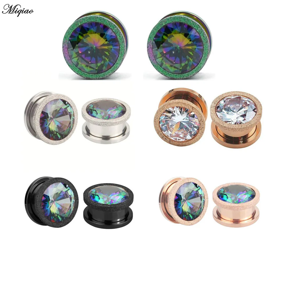 

Miqiao 2 Pcs Perforated Jewelry Stainless Steel Pulley Ear Frosted Ear Gauge Plug Hole Extender Plugs and Tunnels Earrings