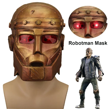 

Anime Doom Patrol Mask Robotman LED Latex Helmet Halloween superhero Mask Cosplay Prop Light Up Robot Full Head Hood Masque