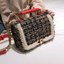 Cheap 2019 Winter Fashion New Female Square Tote bag Quality Woolen Pearl Women's Designer Handbag Ladies Chain Shoulder Crossbody Bag Cheap 2019 Winter Fashion New Female Square Tote bag Quality Woolen Pearl Women's Designer Handbag Ladies Chain Shoulder Crossbody Bag