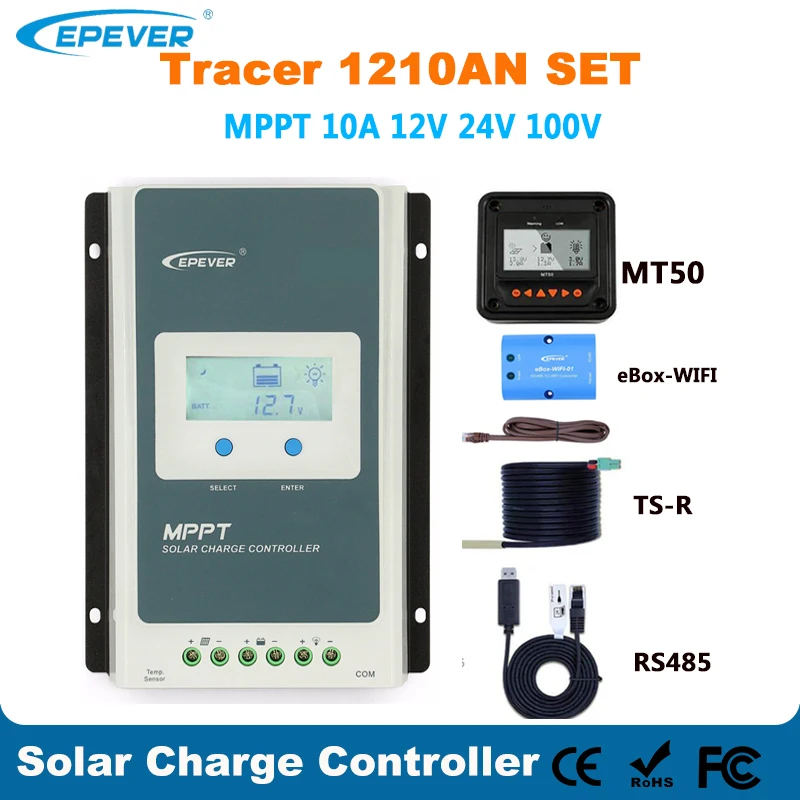MPPT 10A контроллер солнечного заряда с MT50 12V 24V Авто 1210A EPEVER солнечный регулятор для