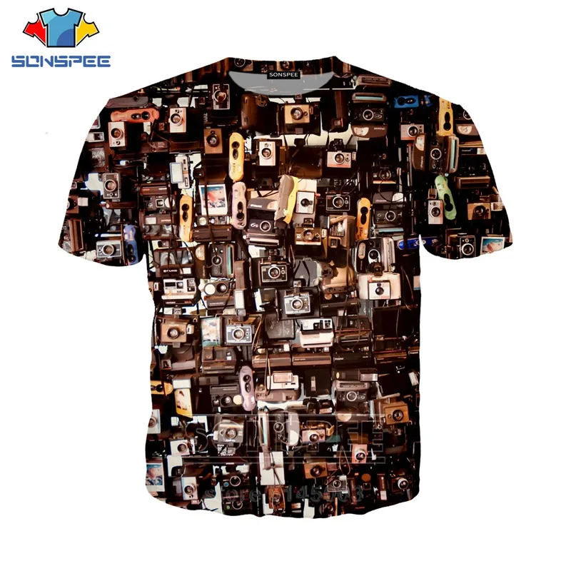 

Camera T Shirt Summer New Men Women Sweatshirt 3D Print Film Short Sleeve Hip Hop Top Street Harajuku O Neck Pullover C016-03