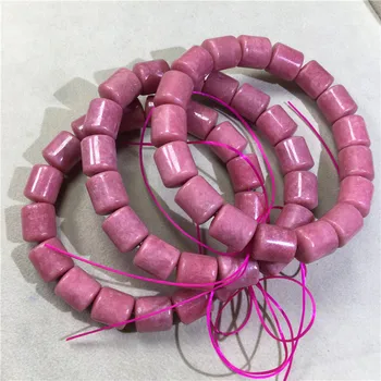 

American natural rose stone barrel beads bracelet women's pink peach blossom crystal bracelet