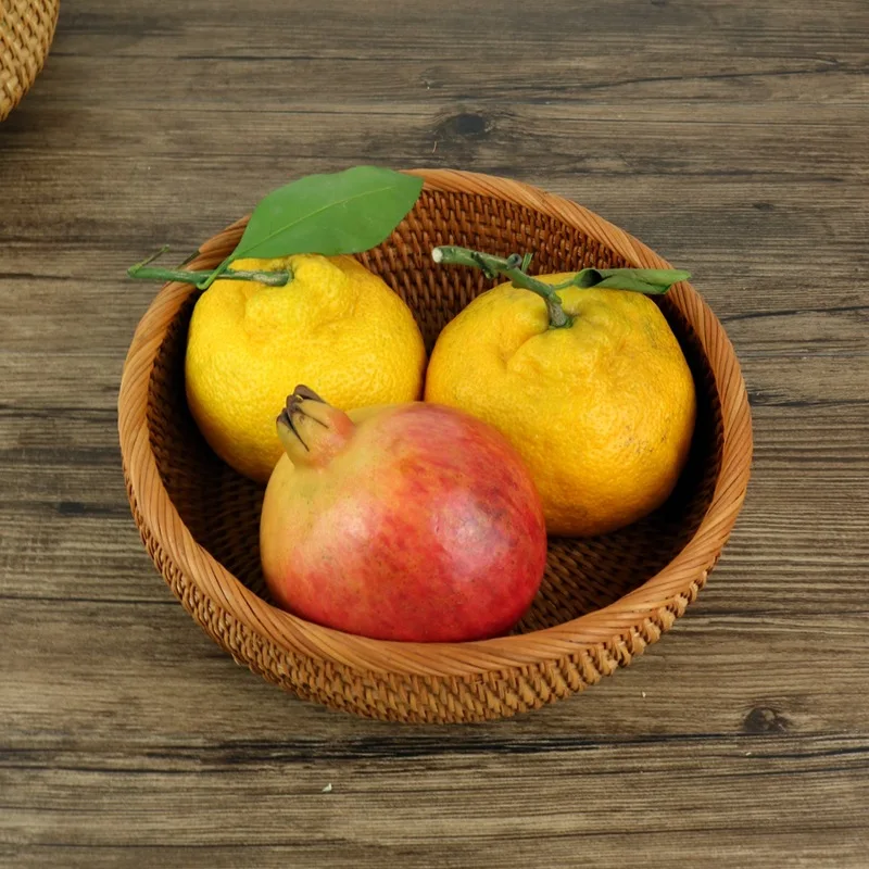 Natural Rattan Basket Woven Storage Baskets Plant Fiber Box For Organizing Home Fruit Bread Organization Kitchen Items Cesta