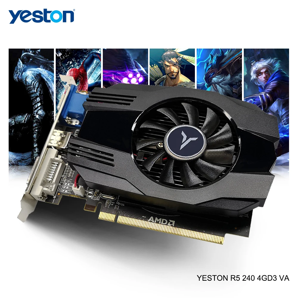 Видеокарта Yeston Radeon R5 240 GPU 4 Гб GDDR3 64 бит для игрового настольного ПК видеокарты с
