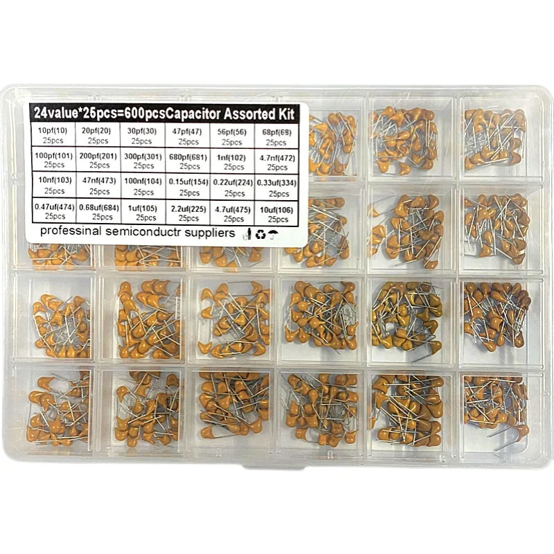 Монолитный конденсатор с алюминиевой крышкой комплект 10pf-10Uf 24 значение * 25 шт. 20 30