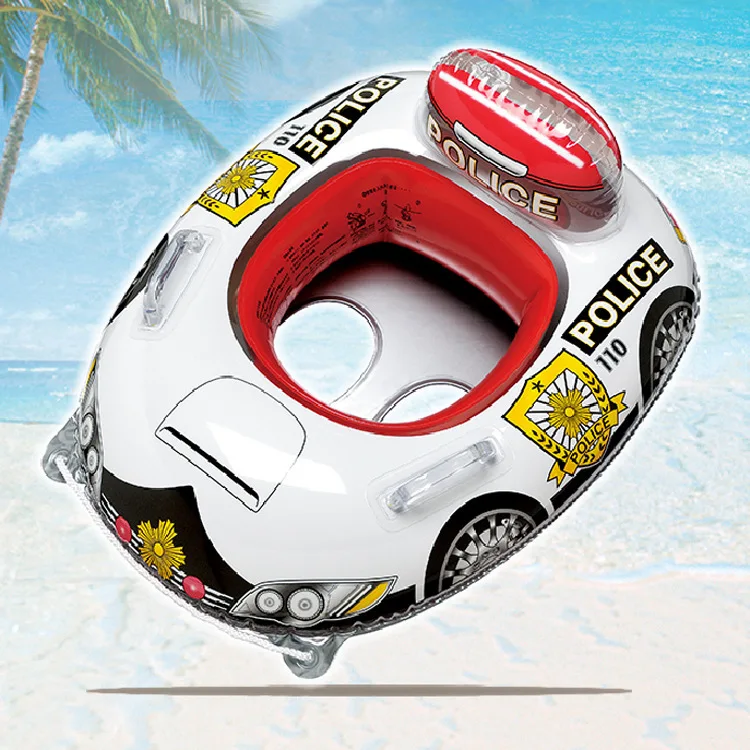 

Japan Igarashi Kids Swimming Equipment Inflatable Police Car Handle Yacht Pedestal Ring Cartoon PVC CHILDREN'S Swim Ring