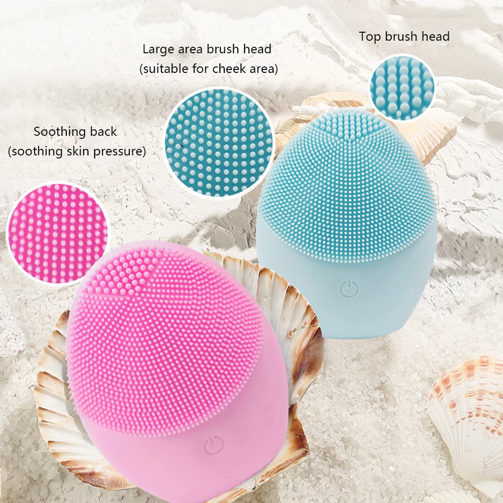 

New Face Cleansing Brush High Frequency Electric Face Brush Waterproof Silicone Facial Cleansing Brush Professional Battery