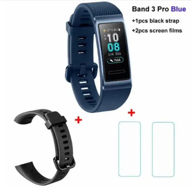 Huawei Band 3 Pro Band 3 Смарт-браслет 3 0,95 дюймов трекер для плавания Водонепроницаемый Bluetooth фитнес-трекер сенсорный экран - Цвет: 3P Blue N blk n film