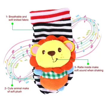 

RCtown Infant panda lion pattern animal wrist + socks rattles