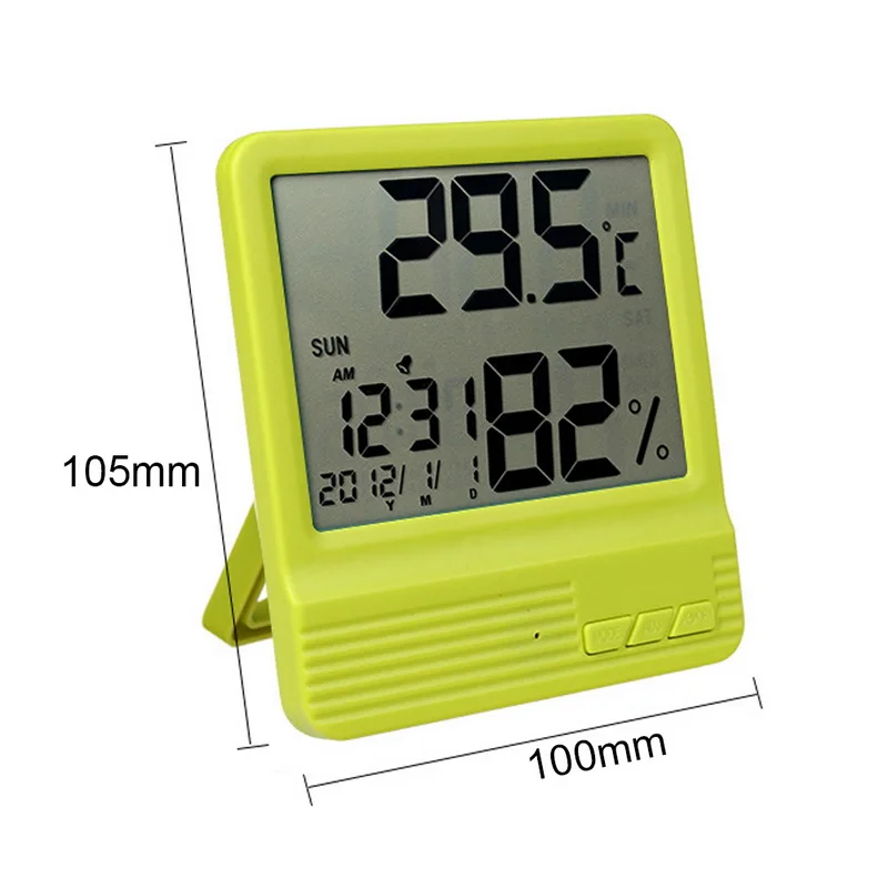 Urijk Многофункциональный Цифровой термометр гигрометр Измеритель комнатной температуры и влажности монитор даты и времени дисплей с часами