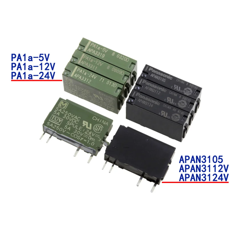10pcs FREE SHIPPING ORG NEW Relay PA1A-5V APA3319 PA1A-12V APA3311 PA1A-24V APA3312 APAN3105 5V Black APAN3124 APAN3112 24V 12V |