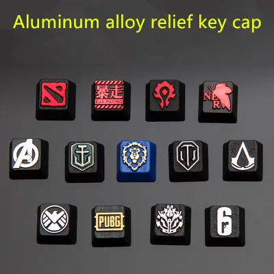  1pc Aluminium Alloy relief key cap for MX switches mechanical Keyboard Metal Key Cap For PUBG WOW D