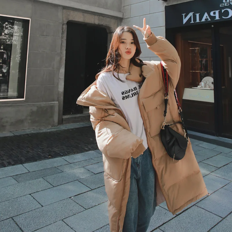 

2019 Winter New Style over-the-Knee Cotton Coat Warm Coat Loose-Fit Slimming Mid-length Thick Students Cotton-padded Jacket Cott