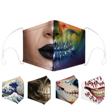 

FASHION 3D Printed mascarillas 5 layers Filter Protective Face Masks for adult children Dustproof masque Funny Reusable Mask